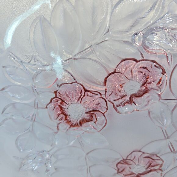 MIKASA Rosella Round Serving Platter 12" Walther Crystal Pink Rose Ruffled - Picture 5 of 14